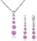 Crystalina Schmuckset aus 925er Silber für Damen, Halskette und Ohrringe mit Zirkonia, Geschenk für Damen (Rosa)
