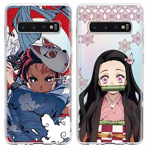 Eouine Schutzhülle für Samsung Galaxy S10 (4G) 6,1 Zoll, stoßfest, weich, TPU, Silikon, Schutzhülle, Anime, Tanjirou Nezuko, Bumper Case, kompatibel mit Samsung S10 (4G) 7, 2 Stück
