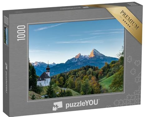 puzzleYOU: Puzzle 1000 Teile „Herbstmorgen über Maria Gern und dem Watzmann, Deutschland“ – aus der Puzzle-Kollektion Watzmann