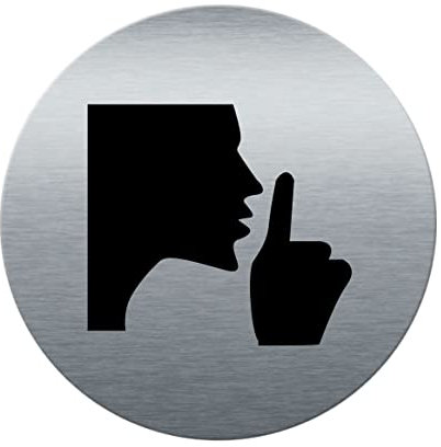 AUA SIGNALETIQUE - Plaque de porte Aluminium brossé imprimé AluSign Ø 85 mm - épaisseur. 3 mm - Double Face adhésif au dos (Silence)