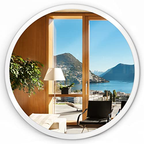 Tulup Rund Spiegel ⌀ 80 cm im Rahmen Wandspiegel Mirror zum Wohnzimmer Schlafzimmer Badezimmer