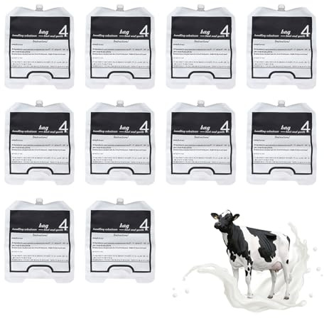 Cyrank 10Pcs Colostrum Collector Bags, 4L Milk Storage Bags Milk Freezer Bag with Easy Pour Spout Spiral Interface Calf Colostrum Packaging Bag for Calf Colostrum, Dairy Storage, 15.6x12.9in
