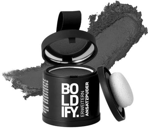 BOLDIFY Ansatzpuder Großpackung - Haar Concealer zur Haarverdichtung für Frauen und Männer, Grauabdeckung für 48h, wasserfestes Haar Make-up zum Ansatz kaschieren (Dunkelgrau)