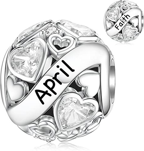 April Geburtsstein Charm für Pandora Herz Charms für Damen