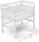 FabiMax Baby Beistellbett für Boxspringbett, TÜV geprüft 2022, inkl. Matratze und Nestchen aus Netzstoff, Buche massiv weiß, Comfort/weiß mit Punkteband