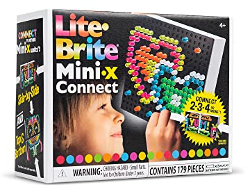 Lite Brite | Mini-X Connect | Light Up Draw Board Mini LED Drawing Board with Colours, Travel Toys Creative Play, Glow Art Neon Effect, Light Toys for Kids Ages 4+, White