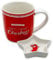 MIK funshopping Weihnachtstasse | Hochwertige Keramik-Tasse mit weihnachtlichem Design | Ideal für Heiß- & Kaltgetränke | Merry Christmas 320ml mit Gebäckschale