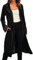 MODSGUE Women's Fashion Long Sleeve Velvet Windcoat Cardigan Jacket Coat with Large Women, black, L
