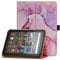 HGWALP Universal Case for 7-8 Inch Touchscreen Tablet, Stand Folio Protective Cover With Adjustable Fixing Silicon Band - Marble Pink