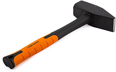 Mivos Martello da Fabbro 2000 g - Martello da Meccanico con Testa Forgiata in Acciaio e Manico in Fibra di Vetro - Martello da Falegname con Manico Ergonomico Antiscivolo - Tipo Tedesco
