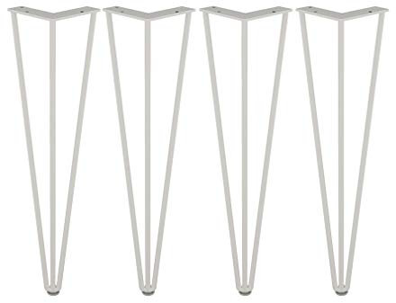 4 pieds de table en épingle à cheveux 70 cm pieds de meubles pieds de table inclinés - avec coussinet antidérapant réglable pour table à manger, table basse, bureau, table d'ordinateur (blanc) (blanc)
