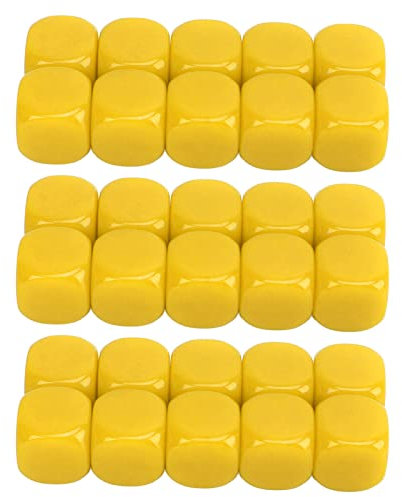 Würfel, 30 Stück 16 Mm 6-seitige Abgerundete Würfel, Glattes Würfelset für den Mathematikunterricht (Gelb
