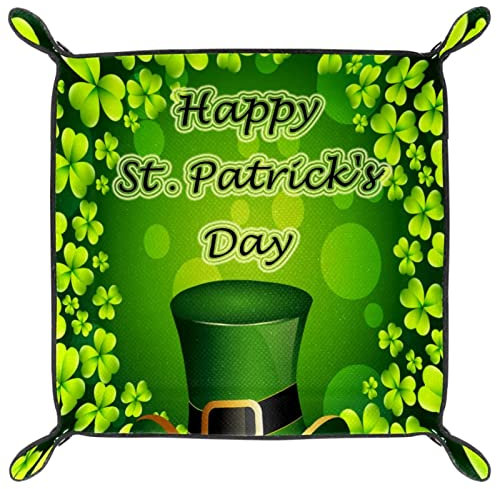 suojapuku St. Patrick's Day und Hut Schmucktabletts,gefaltetes Ledertablett Tischorganizer zur Aufbewahrung von Schlüsselmünzen,Schmuck,Uhren