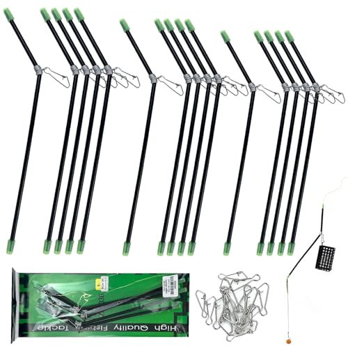 Jiehaojia 15 Stück Anti Tangle Abstandshalter Fishing Anti Tangle Boom Set(3Größen:16cm,18cm,20cm) mit 15 Stück Snaps Wirbel Angeln Ersatz Zubehör,für Karpfen-Angeln