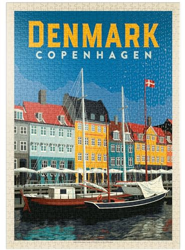 MyPuzzle Dänemark: Kopenhagen, Vintage Poster - Premium 1000 Teile Puzzle - MyPuzzle Sonderkollektion von Anderson Design Group