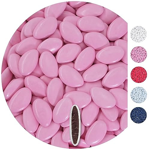 EinsSein 0,5kg Dragées chocolat mariage rose clair dragees baptême fille garcon communion aux amandes feter et recevoir fêter de fete couleur pas cher aux bombe tag voir mes etui contenant boite a