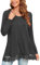 Bestbee Womens Fall Long Sleeve Tops Lace Hem Tunic Crew Neck Loose Fit Blouse Shirts for Leggings Ladies Casual T-Shirts, L, Dark Grey