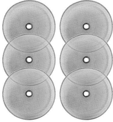Sivaphe 6 Pack French Press Replacement Filter Screen for Universal 1000 ml / 34 oz / 8 Cup French Press Coffee Makers, Reusable Stainless Steel Mesh Filters, Includes Metal Center Ring(34 oz)