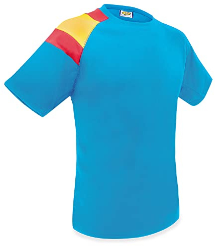 Camiseta Dry & Fresh con Bandera de España en el Hombro: Frescura Permanente, Transpirable y Secado Ultra Rápido (XL, Azul Royal)