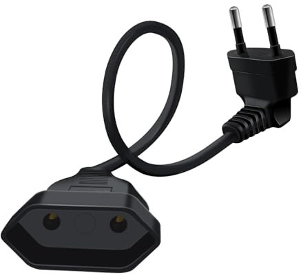 HuaLiSiJi Cable Alargador Europeo 2,5A 250V Alargador Enchufe Europeo 90° Cable Extension Corto Europeo, para Electrodomésticos, Enchufes de Carga, Televisores, Computadoras, Lámparas (0.6m)