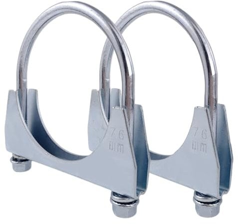 2 Pcs Heavy Duty Exhaust U Clamp Ø52-102 mm Saddle Style Muffler U-Bolt, Stainless Steel (76mm)