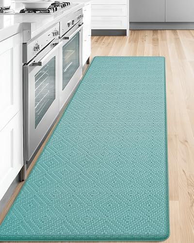 COLOR&GEOMETRY Küchenläufer 44x200CM, küchenteppich waschbar rutschfest, Teppich küche mit Ölfest und Wasserdicht PVC, Gegen ermüdung, Schaumstoffgepolsterte läufer küche für bequemes Stehen, Grün