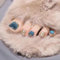 24pcs French Tip False Toenails Lake Blue Cat Eye Press on Toe Nails Glitter Gold Stick on Toe Nails Removable Glue-on Toenails Fake Toe Nails Full Cover Acrylic Toe Nail Art Tips for Women Girls