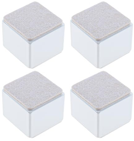 bowarepro 4 Stück Karbonstahl Möbelerhöhung 5 cm Hoch, Selbstklebende Möbelerhöhung, 60x52mm, Möbelfüße zum Kleben, Möbelerhöher für Sofa Couch Tisch Schrank Bett Schreibtisch Erhöhung (Weiß/Quadrat)