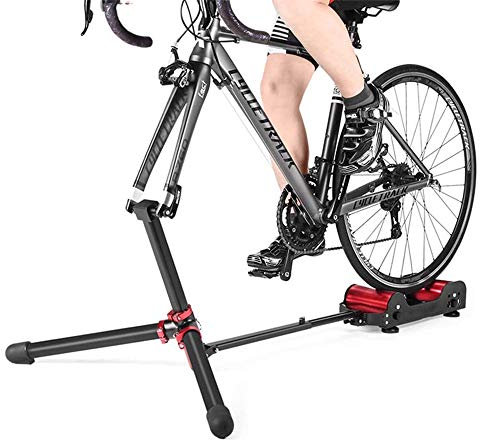 HIFRQVVC Faltbarer Indoor-Fahrradtrainingsständer, Mute Fahrrad Trainer Rollen, Faltbare Indoor Tragbare Zurückhaltung Training Plattform for Rad Durchmesser von 24-29 Zoll Sport