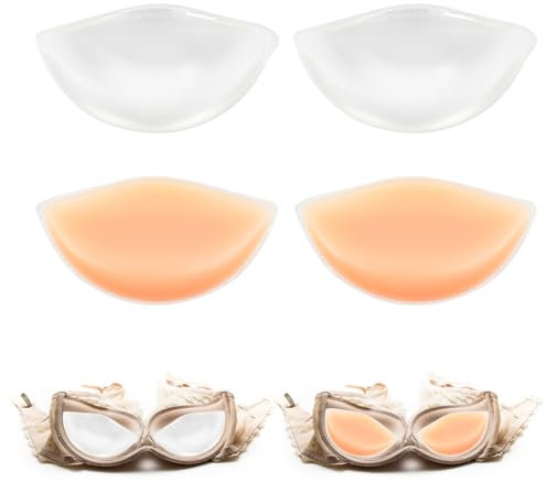 TAIHOBO 2 Paar Silikon BH Einlagen Push Up Pads, Wiederverwendbare Bikini Einlagen Push Up Wasserfest, Abnehmbare BH-Einlagen, 2 Farben Bikini Push Up Einlagen, für Bikini Bademode Sport BH