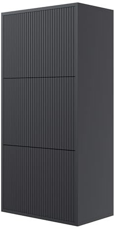 Selsey Schuhschrank Schuhregal 50 cm 3 Klappen Schuh Schrank 12 Paar Schuhe Schuhaufbewahrung Hängend Schwarz Veldio