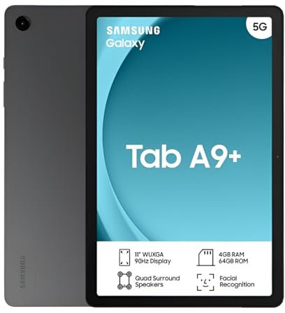 Samsung Galaxy Tab A9 64GB 4GB RAM LTE Unlocked to all Carrier, including with official 25W UK Adapter (EP-T2510) Retail Pack, (8.7, Inches, Graphite, LTE, 64, GB)