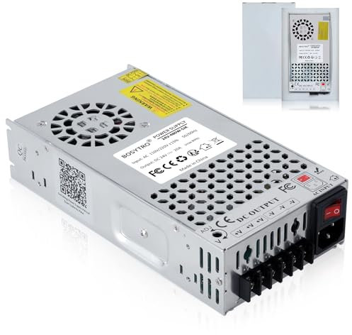 BOSYTRO Actualización 24V 20A 480W Fuente de Alimentación, DC power supply AC110/220 -DC 24V Industrial Transformador para Impresoras 3D, CCTV, industriales(Sin cable de alimentación)