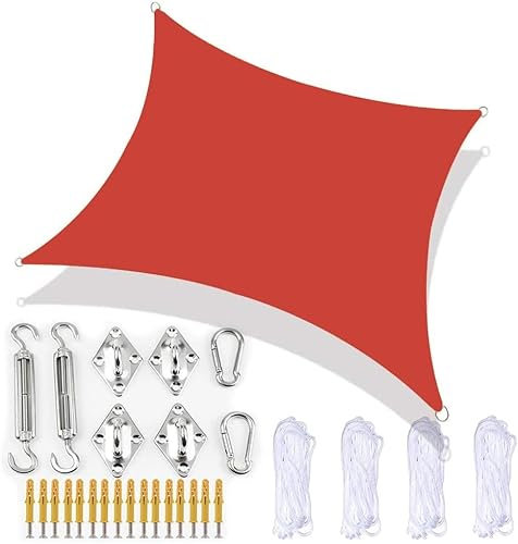 Tenda parasole per esterni, con kit di fissaggio resistente, impermeabile, blocco UV, rettangolare, per patio, giardino, include 4 corde di fissaggio lavabili e tende da sole disponibili in 15 misure