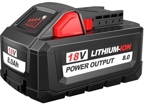 BULL-TECH 18 V 48-11-1880 Ersatz für Milwaukee M18 Akku 8,0 Ah, kompatibel mit allen Power 18 V Milwaukee Power+ Werkzeugen