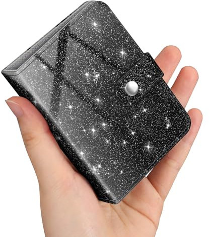 Fintie Mini Fotoalbum für 2x3 Zoll Filme - 52 Taschen kleine Alben für Fujifilm Instax Mini Sofortbildkamera/Polaroid Hi-Print Bilder, Kpop Fotokartenhalter Binder, (Glitzerndes Schwarz)
