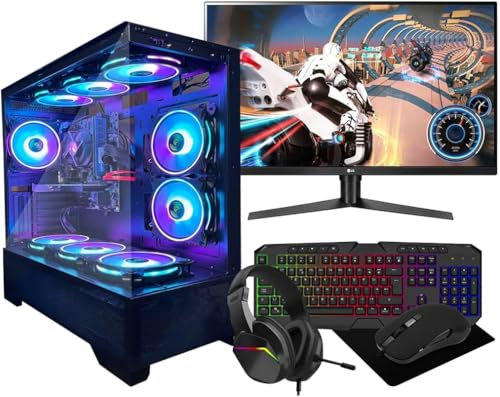 ASC Intel Core i5 Gaming Tower • GT730 2GB Graphics Card • 8GB RAM • 128GB SSD+500GB HDD • 500W 80+ PSU • Black 9 Fan RGB Gaming Case • WIFI • Windows 11 • 22 Monitor Bundle