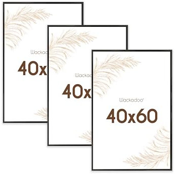 Wackadoo Bilderrahmen 40x60 Schwarz 3er Set Fotowand Fotorahmen mit Glasscheibe Kunststoff Picture frame Posterrahmen