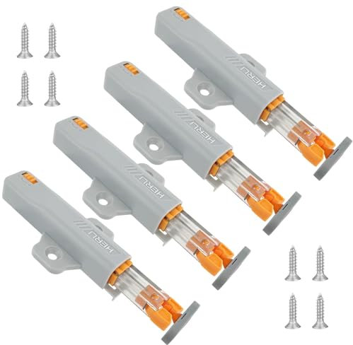 4x Cierres Push-to-Open para Armarios, Mecanismo de Resorte 30N No-magnético, Apertura por Presión para Puertas de Cocina, Cajones y Caravanas, Pestillo de Empuje Resistente con Tornillos