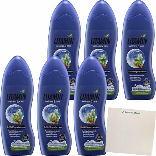 usy Bundle für Litamin Bad Blauer Traum Duftöl-Pflegeschaumbad 6er Pack (6x750ml Flasche) + usy Block
