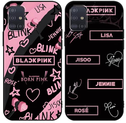 2 Stück Handyhülle für Samsung Galaxy A51(4G) Hülle 6.5 Zoll, Blackpick Kpop Star Rose Jenny Lisa Jisoo Ästhetik mit Motiv Designs Case Schwarz Schutzhülle Stoßfest TPU Weich Ultra Dünn Cover