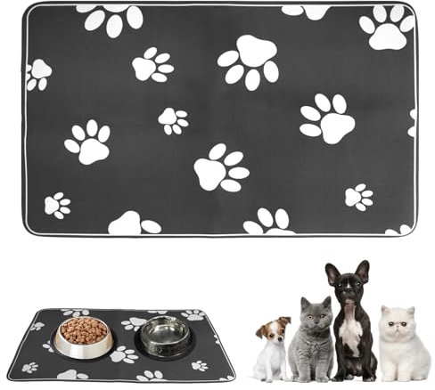 Napfunterlage Hunde Und Katze, 50 X 30 cm Saugfähige Schnelltrocknend Futtermatten für Haustier, Futtermatte Hund, Unterlage Katzennapf, wasserdichte und rutschfeste für Wohnzimmer, Zoohandlung