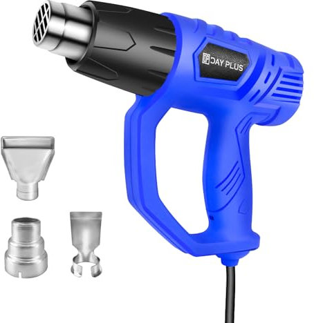 2000W Heat Gun,Professional Hot Air Gun Kit with Dual Temperature Settings 300℃ & 600℃,Overload Protection,3 Nozzles for Paint Stripping,Shrink Wrapping,PVC,Crafts & DIY(Blue)