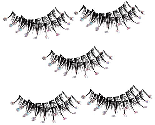 Ipetboom 5paires Faux Cils Avec Décorations Brillantes Look Naturel Extensions De Cils Pour Femmes Maquillage Facile Occasions Spéciales