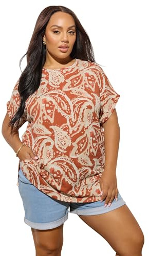 Yours Curve Paisley Textured Top - Women's - Plus Size Curve