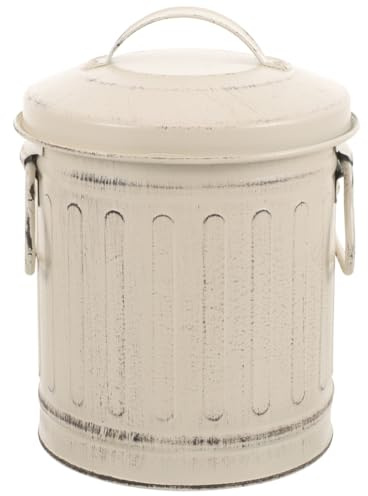 FIXOSHEE Robuster Metall Ascheeimer mit Deckel und Praktischem Griff Großer Kaminbehälter für und Grillkohle Vielseitiger Feuereimer für Kamin Ofen und Grill Beige Vintage Design