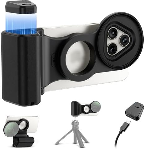 Magnetic Phone Grip & Lens Filter Mount for iPhone16 Pro(NOT for Pro Max) | 67mm Lens Filter Adapter for iPhone 16/15/14 Pro, Universal Phone Camera Shutter Grip for Photography(Filters Not Included)