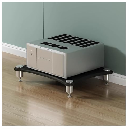 Wzmazingly 1/2/3/4-stufig HiFi-Rack AV-Regal Medienregal, Audio-Komponenten Medienschrank Aus Holz Mit Stoßdämpfenden Füßen, Für Zuhause, Büro Und Konferenzraum(Black,1 Tier-10cm Tall)