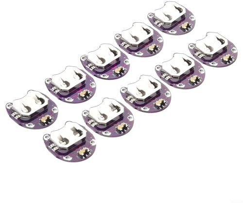 Lily Pad Batteriehalter für Knopfzelle mit Schiebeschalter, für Arduino Power Module mit Nähverbindungspunkten für tragbare Elektronik, 10 Stück