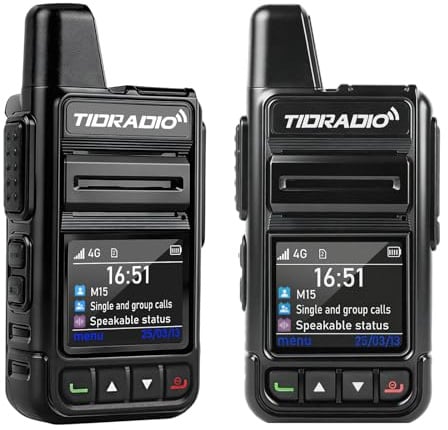 TIDRADIO TD‑M15 Global Walkie Talkie, 4G LTE PoC Funkgerät mit europaweiterer Abdeckung, Funkgeräte 6000 km Reichweite & 1 Jahr gratis Daten inkl. SIM‑Karte, Für Familie, Gewerbe, Logistik, 2er Set